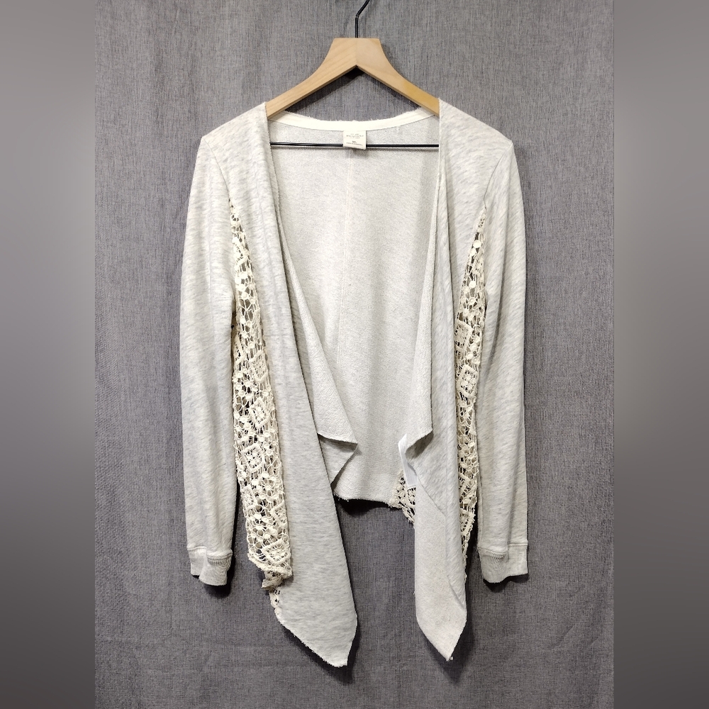 Abercrombie & Fitch Crotchet Floral Open Front Cardigan Women's M/L Cream Retro